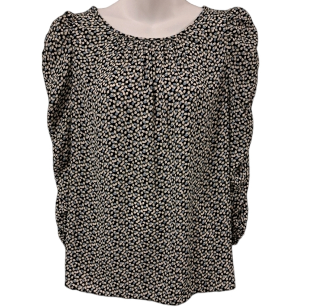 MAX STUDIO • Ruched & Puffy Long-Sleeved Blouse • Petite Floral • Small • NWT